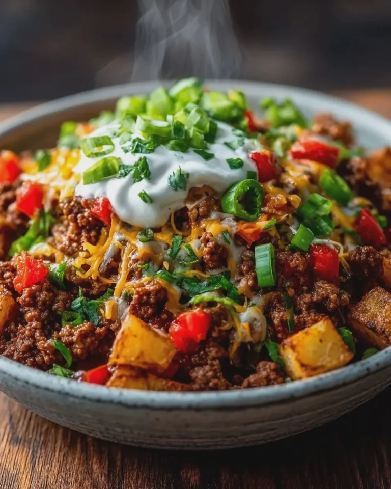 Loaded Fajita Ground Beef and Cheesy Potato Bowls