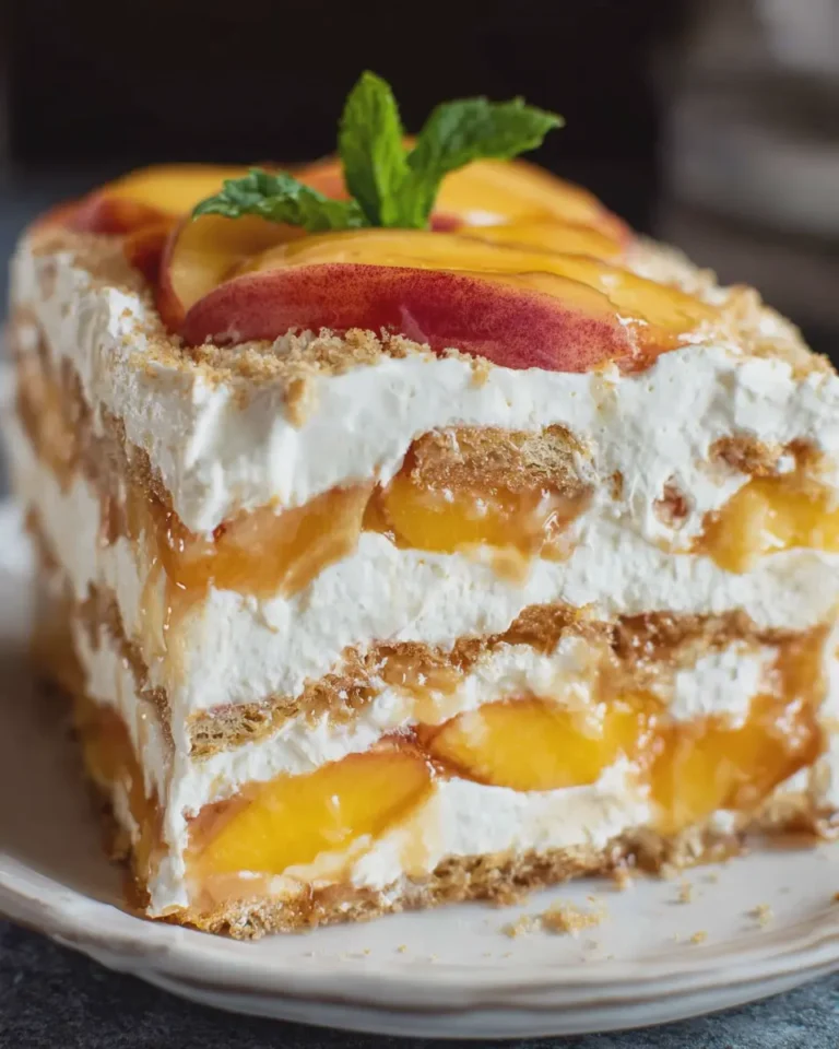 No Bake Peaches and Cream Icebox Cake