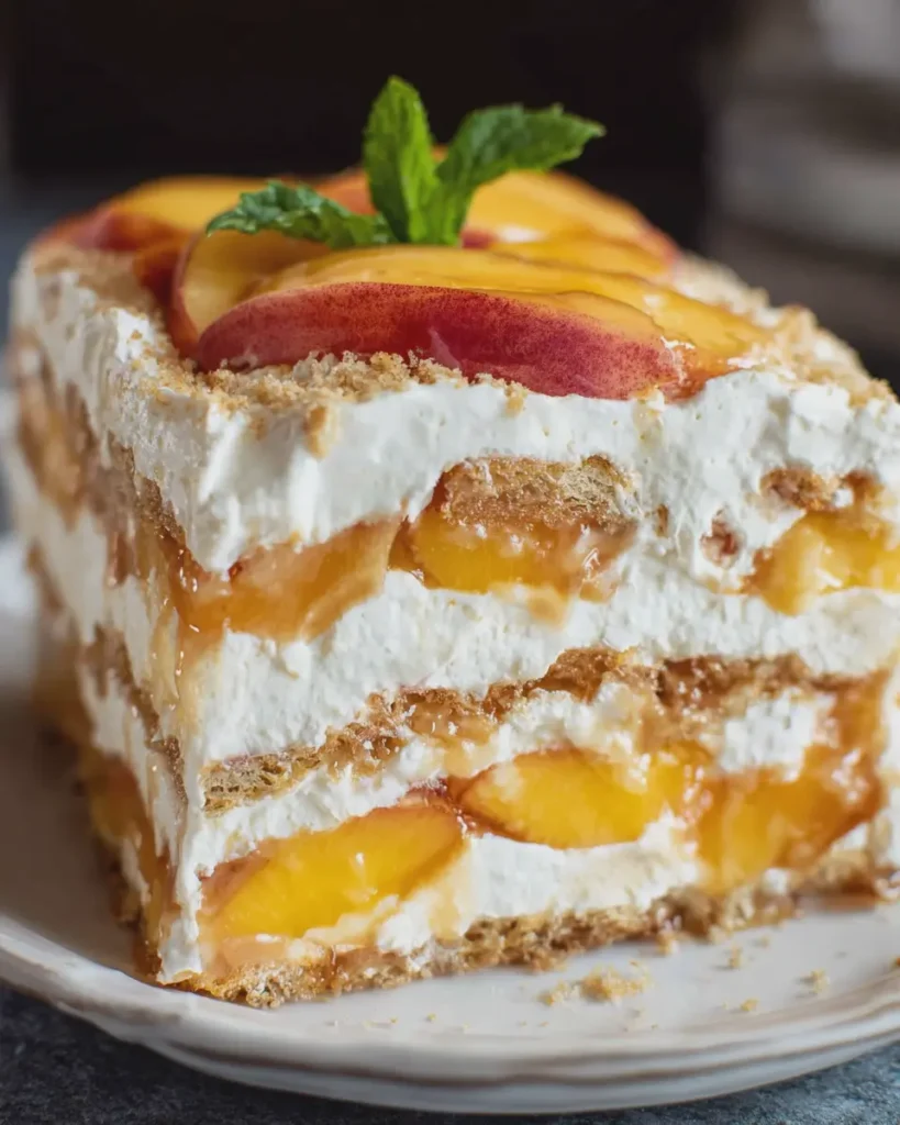 No Bake Peaches and Cream Icebox Cake