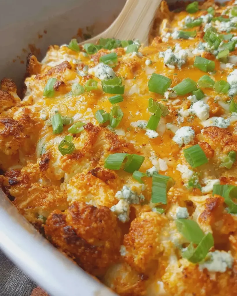 High-Protein Buffalo Chicken Cauliflower Casserole