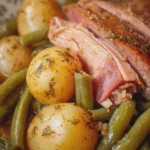 Slow Cooker Chicken, Chicken Ham, Green Beans and Potatoes