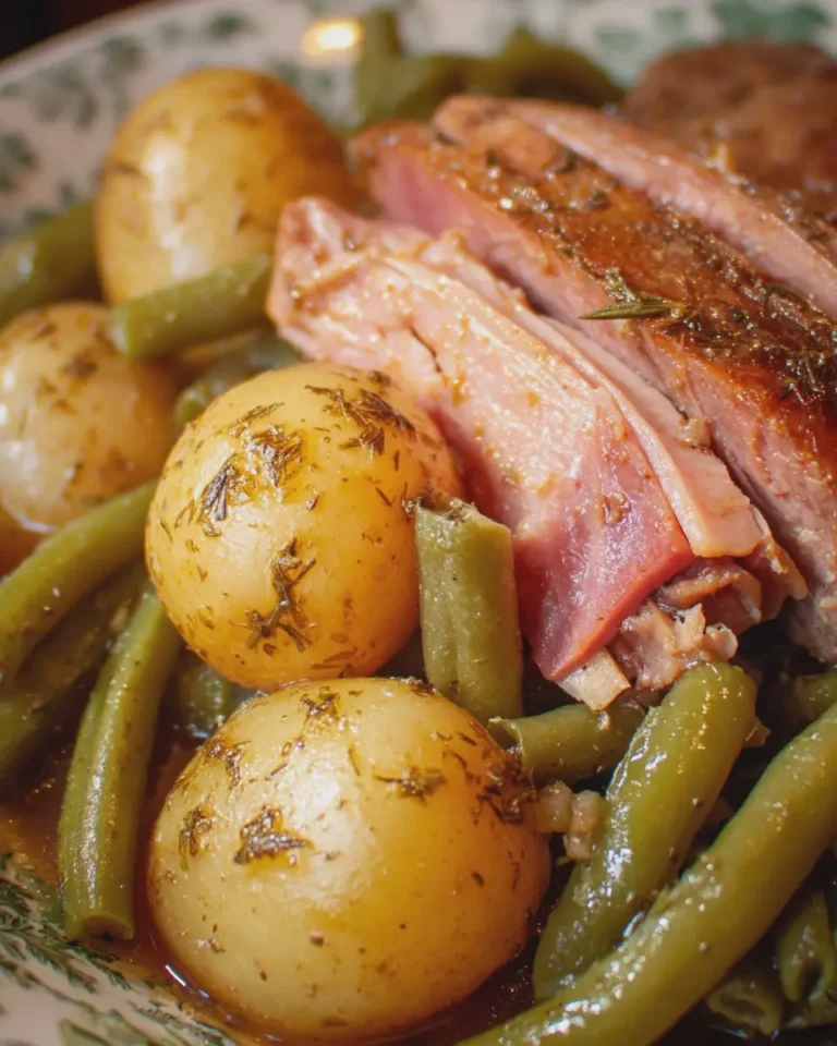Slow Cooker Chicken, Chicken Ham, Green Beans and Potatoes