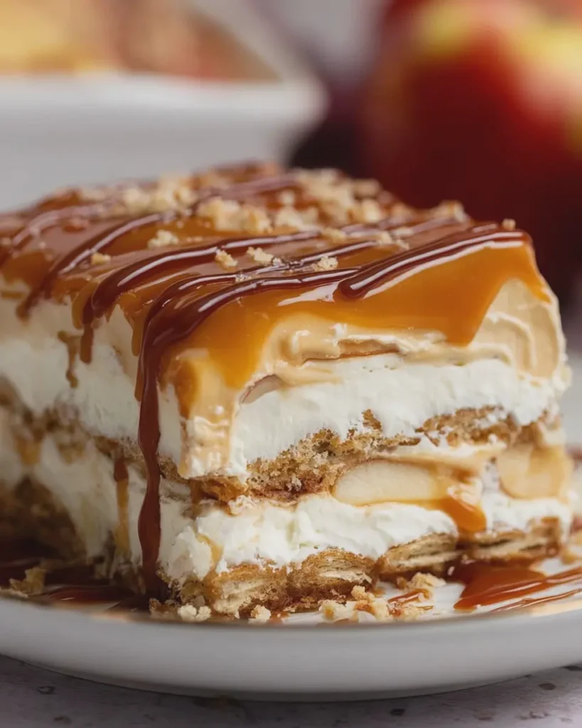 No Bake Caramel Apple Eclair Cake