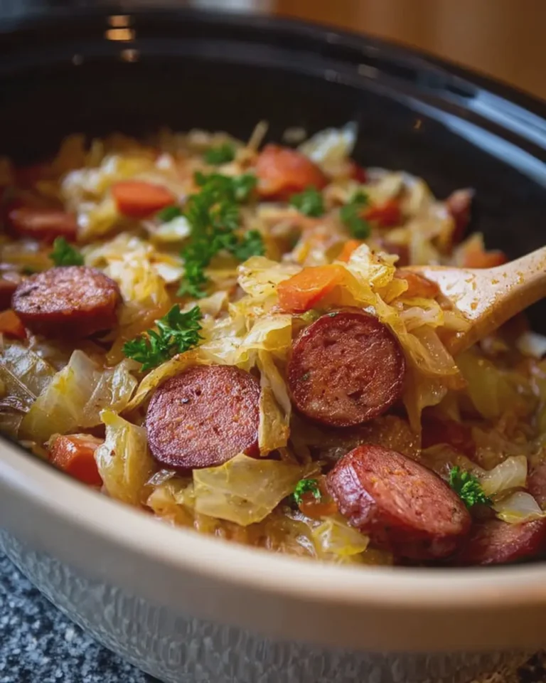 Slow Cooker Cabbage and Smoked Sausage