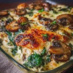 Cowboy Creamy Chicken, Spinach and Mushroom Bake