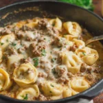 Creamy Cheesy Beef Tortellini Crockpot