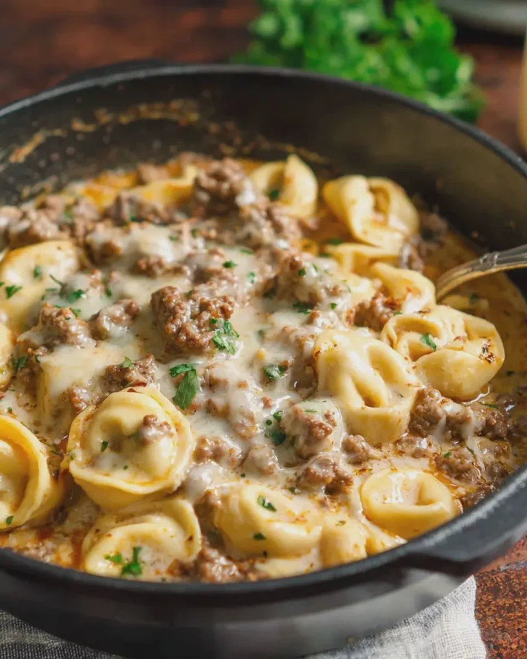 Creamy Cheesy Beef Tortellini Crockpot