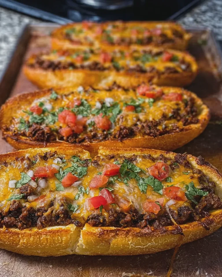 Taco Beef Garlic Bread Boats Recipe for Crispy Cheesy Comfort