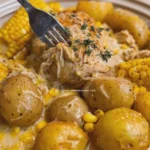Crockpot Creamy Cheddar Chicken Corn and Baby Potatoes