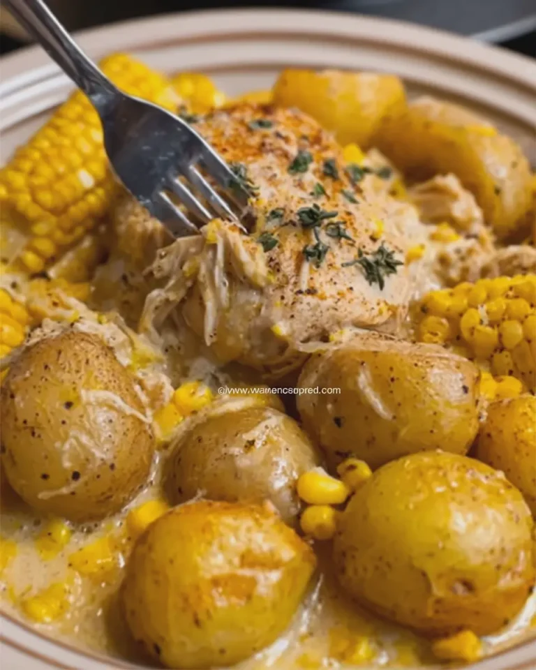 Crockpot Creamy Cheddar Chicken Corn and Baby Potatoes