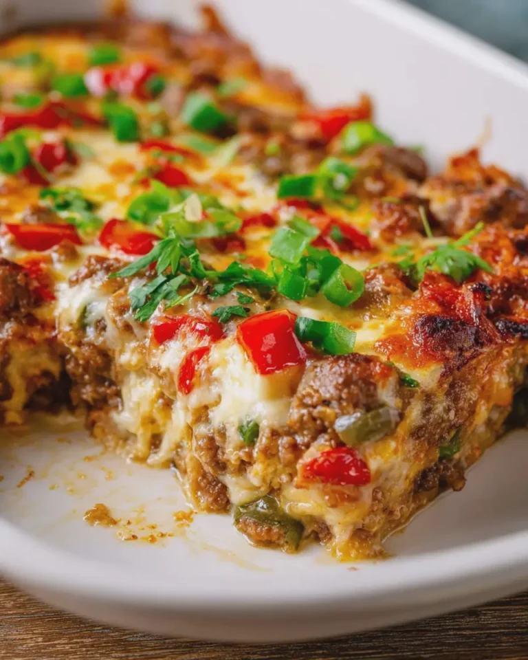 High-Protein Philly Cheesesteak Casserole