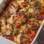 High Protein Beef and Eggplant Parmesan Casserole