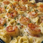 Shrimp Scampi Tortellini Bake