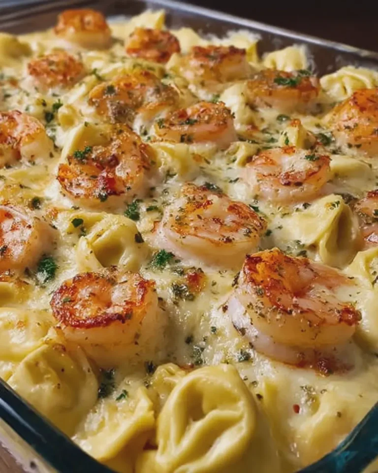 Shrimp Scampi Tortellini Bake