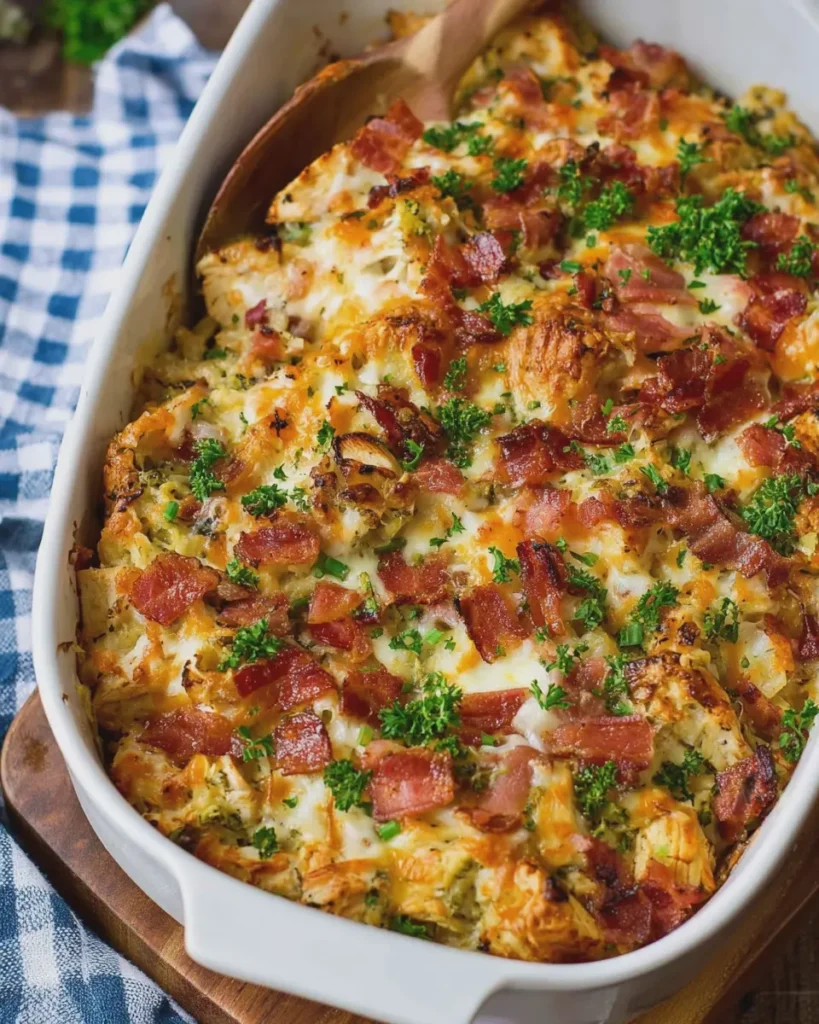 High-Protein Chicken Turkey Bacon Ranch Casserole