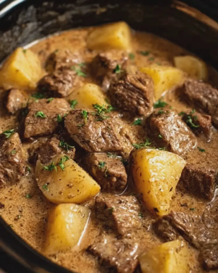 Slow Cooker Creamy Beef Tips and Potatoes