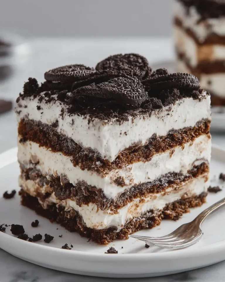 No Bake Cookies and Cream Ice Cream Sandwich Cake