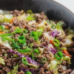 Healthy Chinese Ground Beef and Cabbage Stir Fry