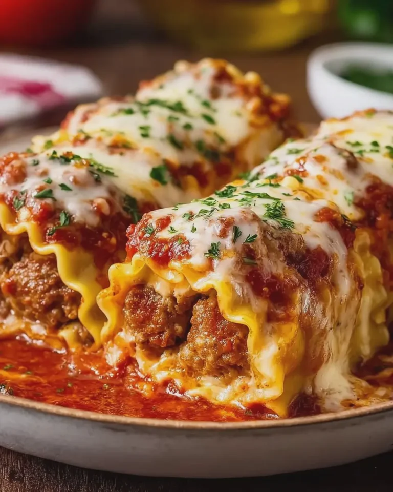 Cheesy Garlic Beef Meatball Lasagna Rolls