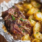Crispy Cheesy Beef Chop and Potato Foil Packs