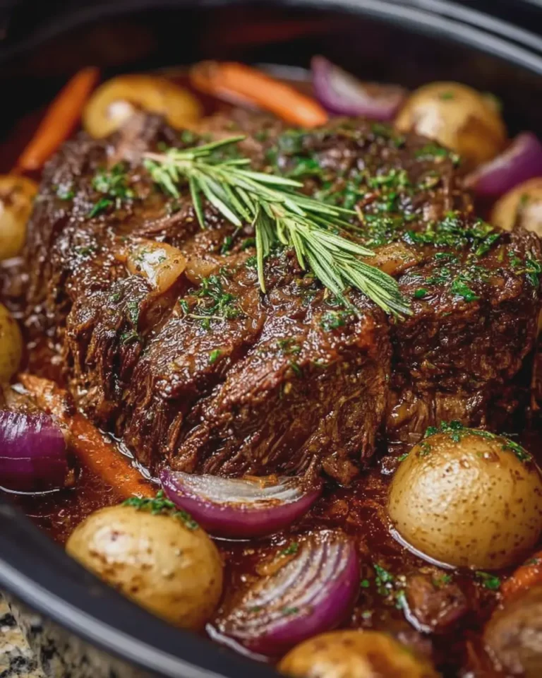 Slow Cooker Garlic Onion Beef Roast