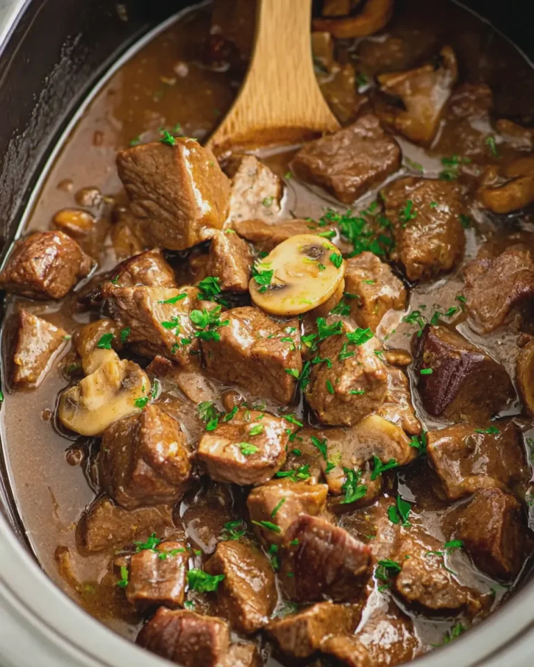Slow Cooker Beef Tips with Mushroom Gravy