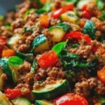 Mediterranean Ground Beef & Veggie Stir-Fry