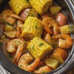 Slow Cooker Garlic Butter Shrimp Boil with Corn and Potatoes