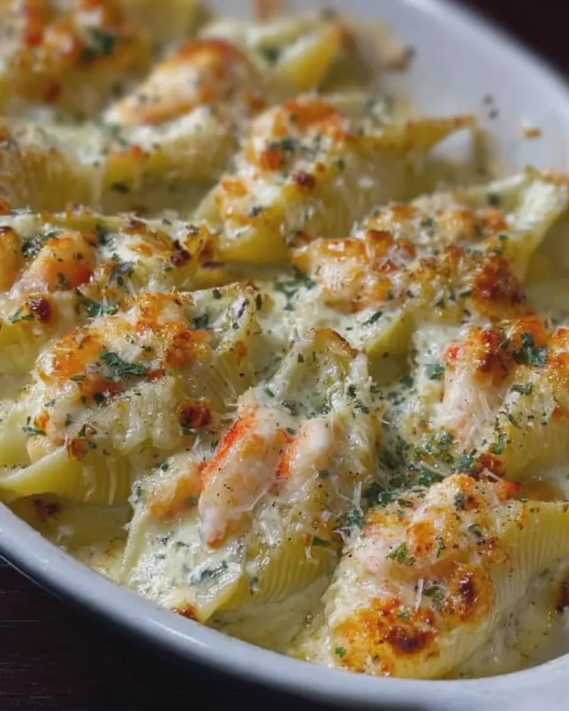 Creamy Shrimp Stuffed Shells with Garlic Parmesan Sauce