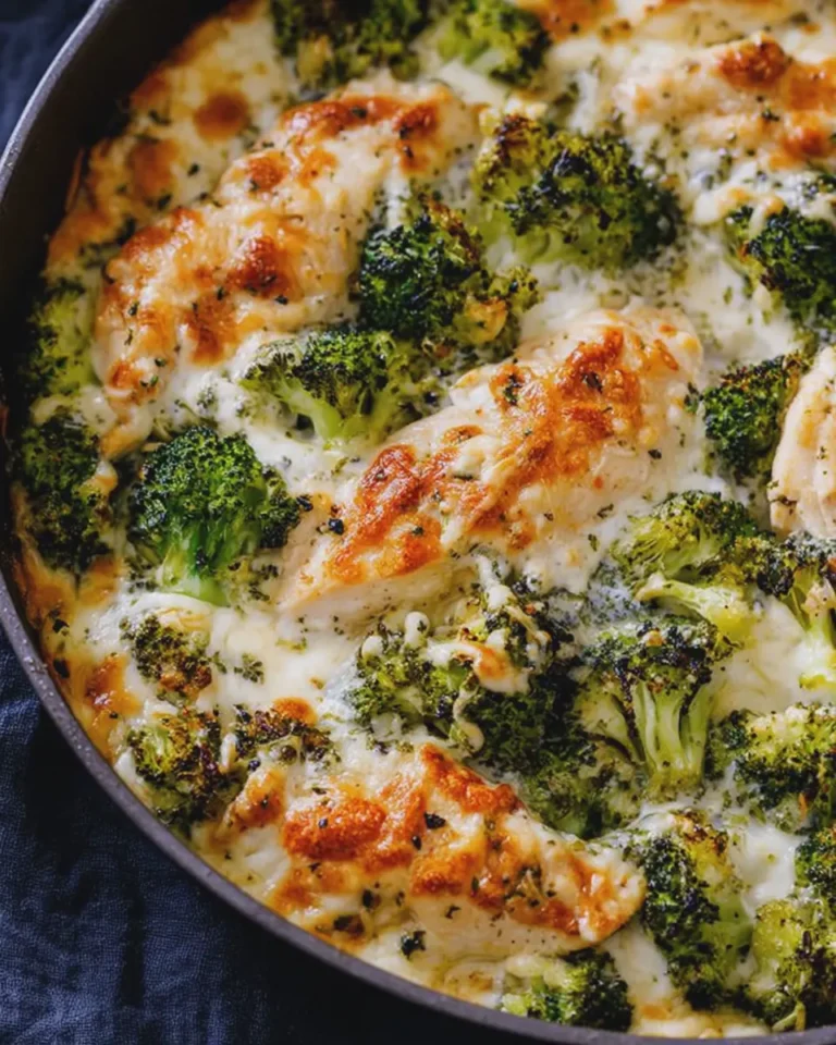 High Protein Garlic Parmesan Chicken and Broccoli Bake