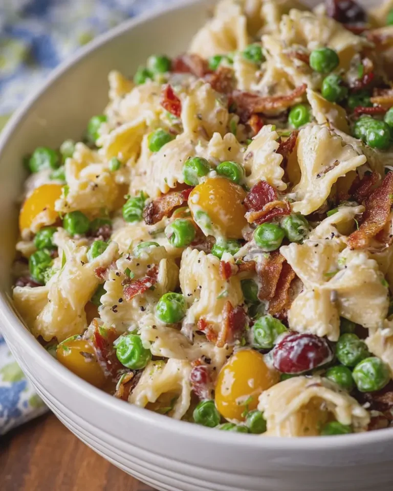 Cheap, Easy & High Protein Creamy Pea Pasta Salad