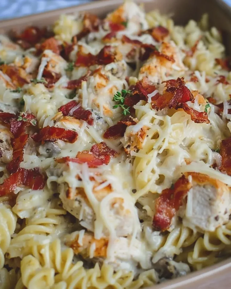 Chicken Turkey Bacon Alfredo Casserole