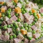 Cheap, Easy & High Protein Chicken Ham and Pea Salad