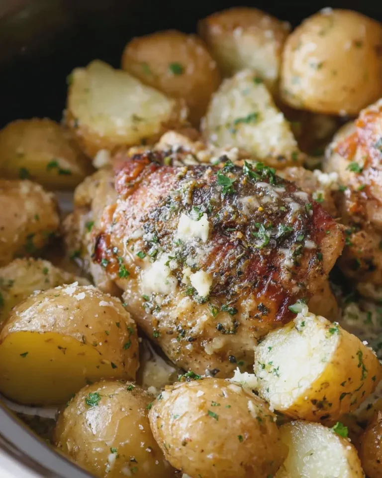 Slow Cooker Garlic Parmesan Chicken & Potatoes