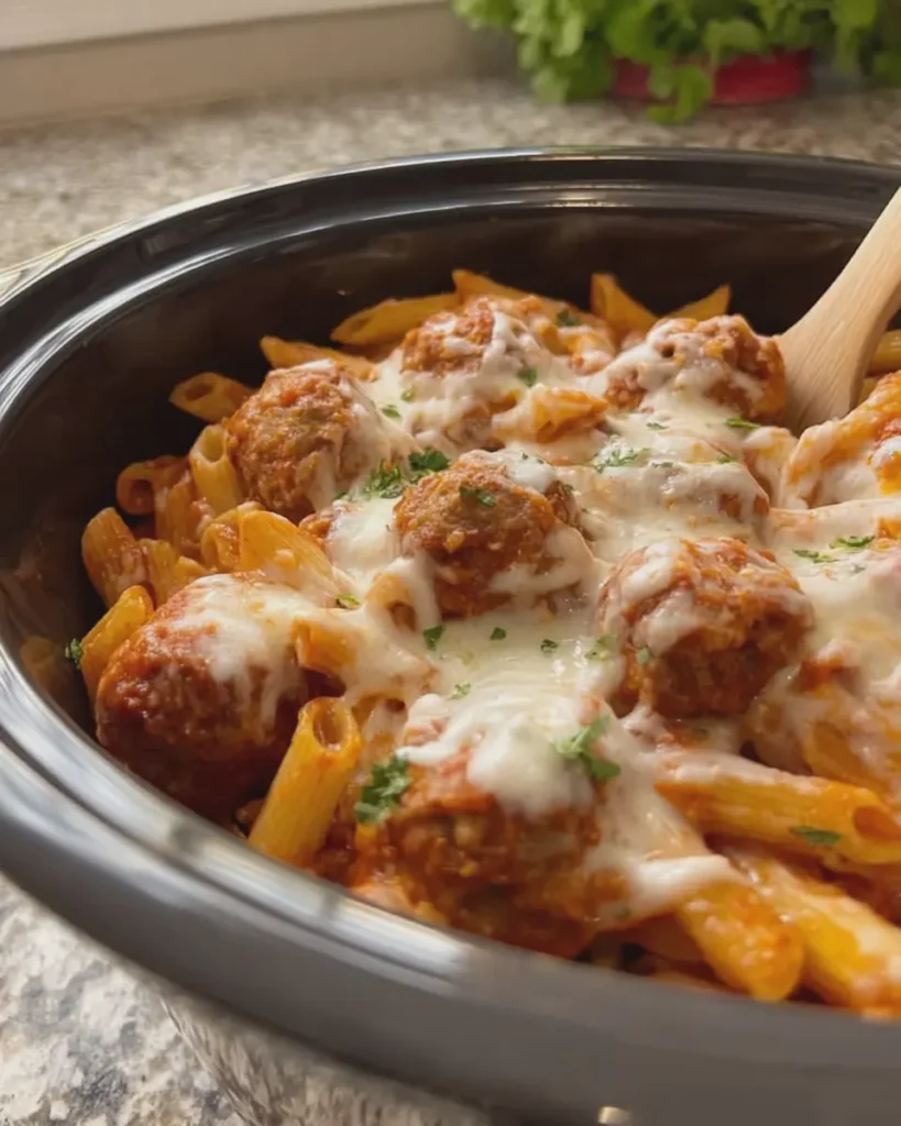 Crock Pot Meatball Penne with Provolone