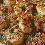 Garlic Butter Shrimp and Scallop Seafood Bake