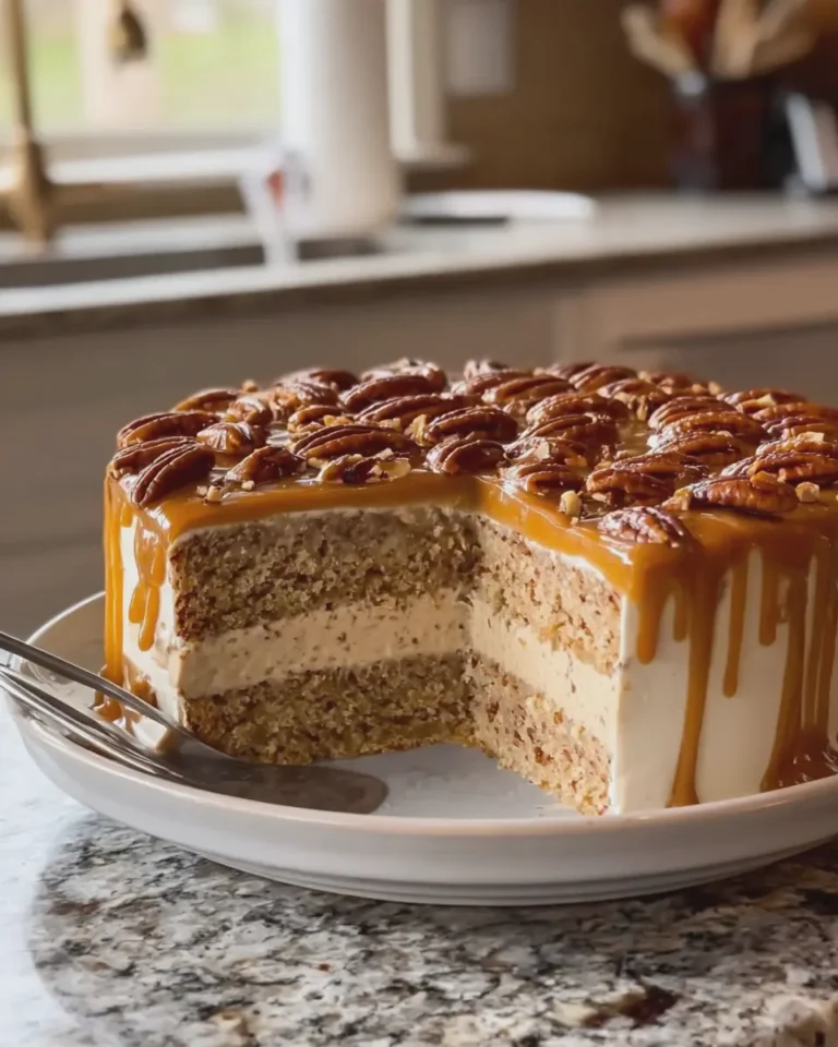 Caramel Pecan Cream Cake