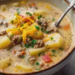 Cheesy Hamburger Potato Soup Sela
