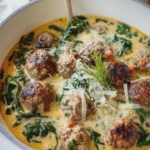 Creamy Italian Meatball and Spinach Soup