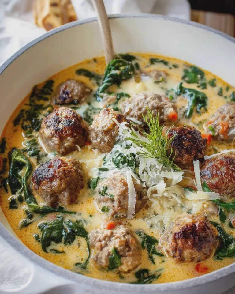 Creamy Italian Meatball and Spinach Soup