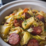 Slow Cooker 4 Ingredient Sausage and Cabbage