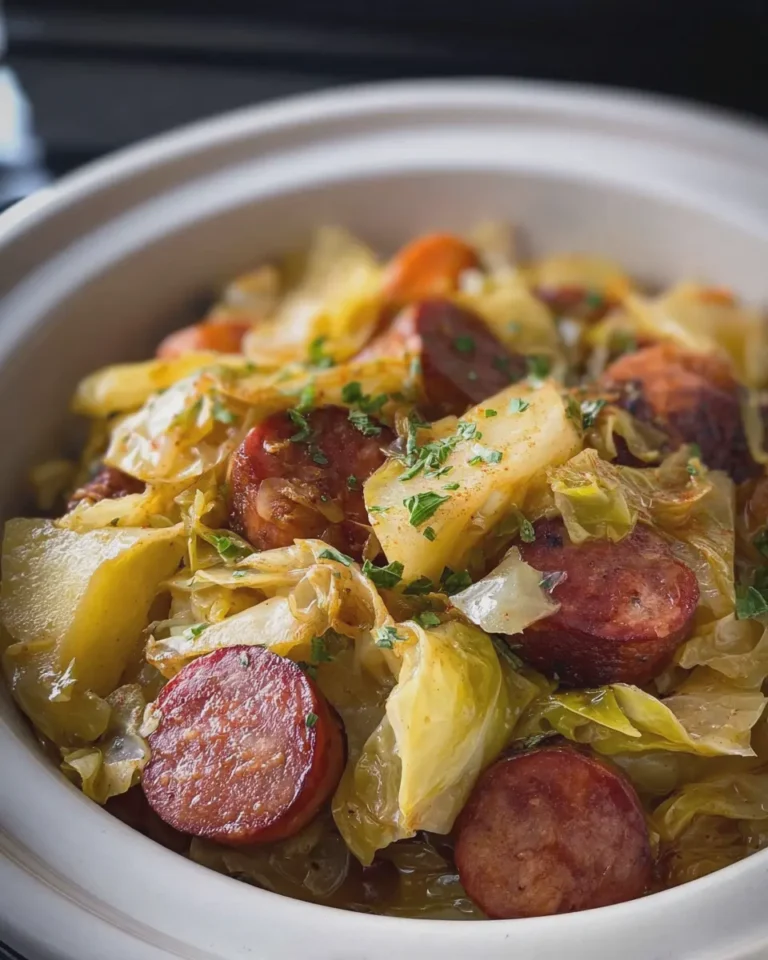 Slow Cooker 4 Ingredient Sausage and Cabbage