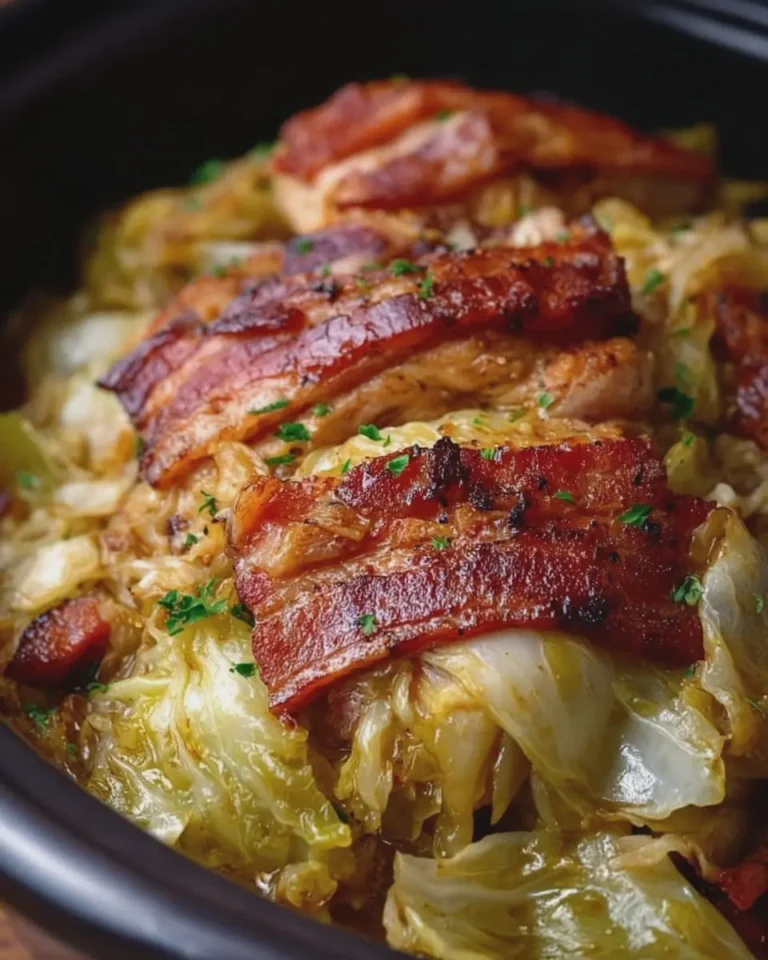 Slow Cooker Turkey Bacon and Cabbage Chicken Thighs
