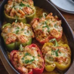 Creamy Cajun Garlic Butter Salmon and Shrimp Stuffed Peppers