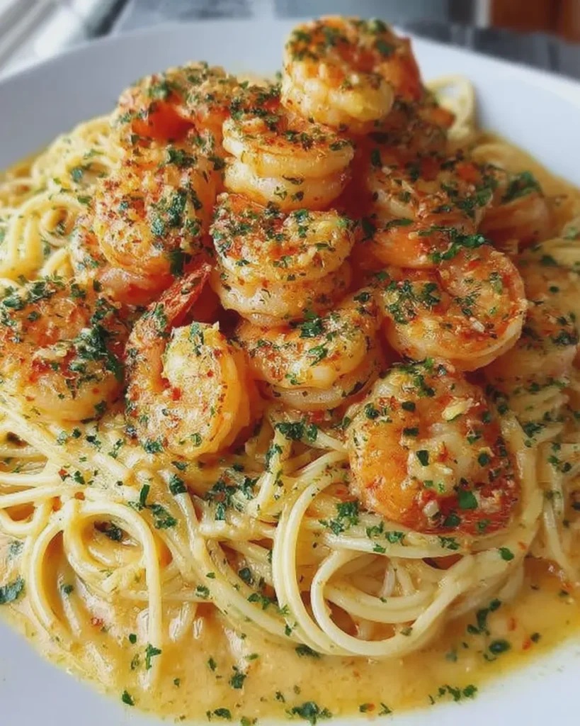 Garlic Butter Shrimp and Creamy Spaghetti