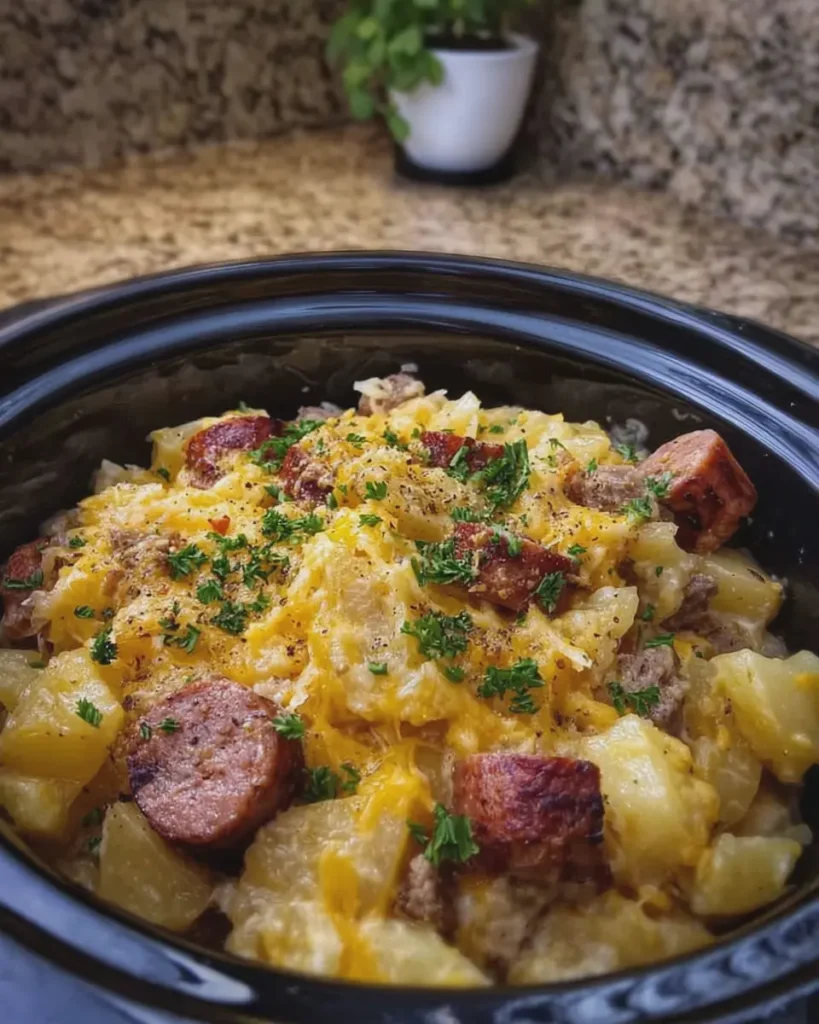 Sela Crockpot Cheesy Potatoes and Beef Kielbasa