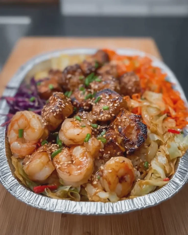 Hibachi Chicken and Shrimp Cabbage Bowl