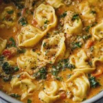 Slow Cooker Broccoli Cheddar Tortellini Soup