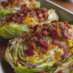 Baked Cabbage Boats with Cheese and Turkey Bacon