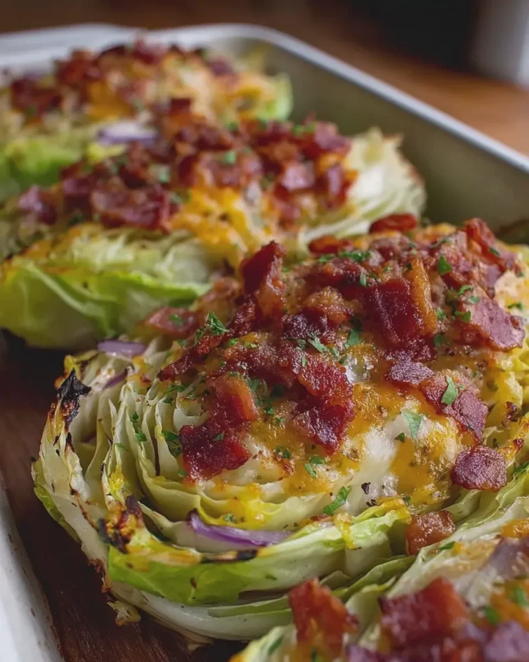 Baked Cabbage Boats with Cheese and Turkey Bacon